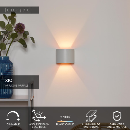 Lucide XIO - Applique murale - LED Dim. - G9 - 1x3,5W 2700K - Angle du faisceau réglable - Blanc