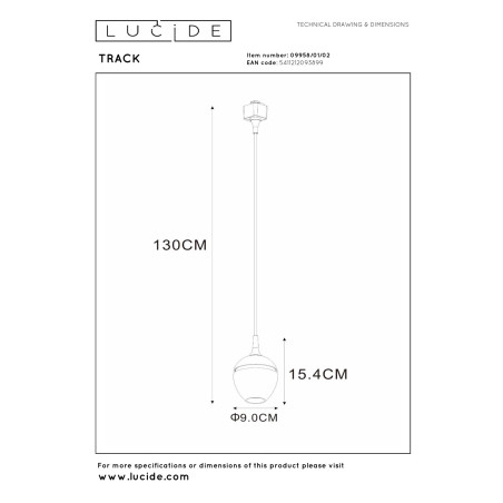 Lucide TRACK PRESTON Suspension - Système de rail monophasé / Éclairage sur rail - 1xGU10 - Or mat / Laiton (Extension)