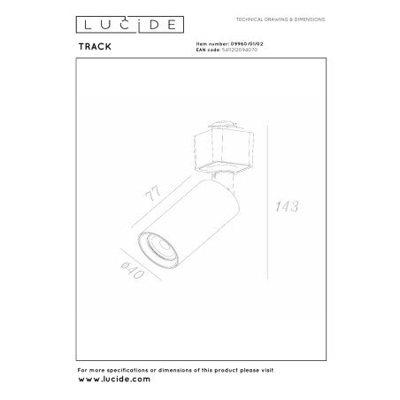 Lucide TRACK RITMO Spot sur rail - Système de rail monophasé / Éclairage sur rail - 1xGU10/MR11 - Or mat / Laiton (Extension)