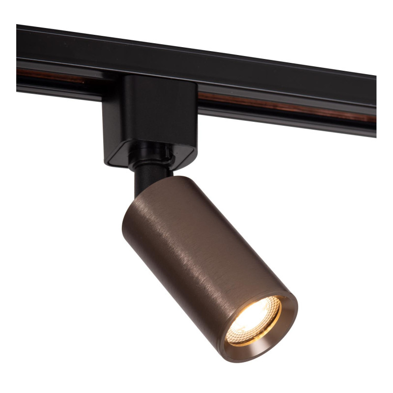 Lucide TRACK RITMO Spot sur rail - Système de rail monophasé / Éclairage sur rail - 1xGU10/MR11 - Café (Extension)
