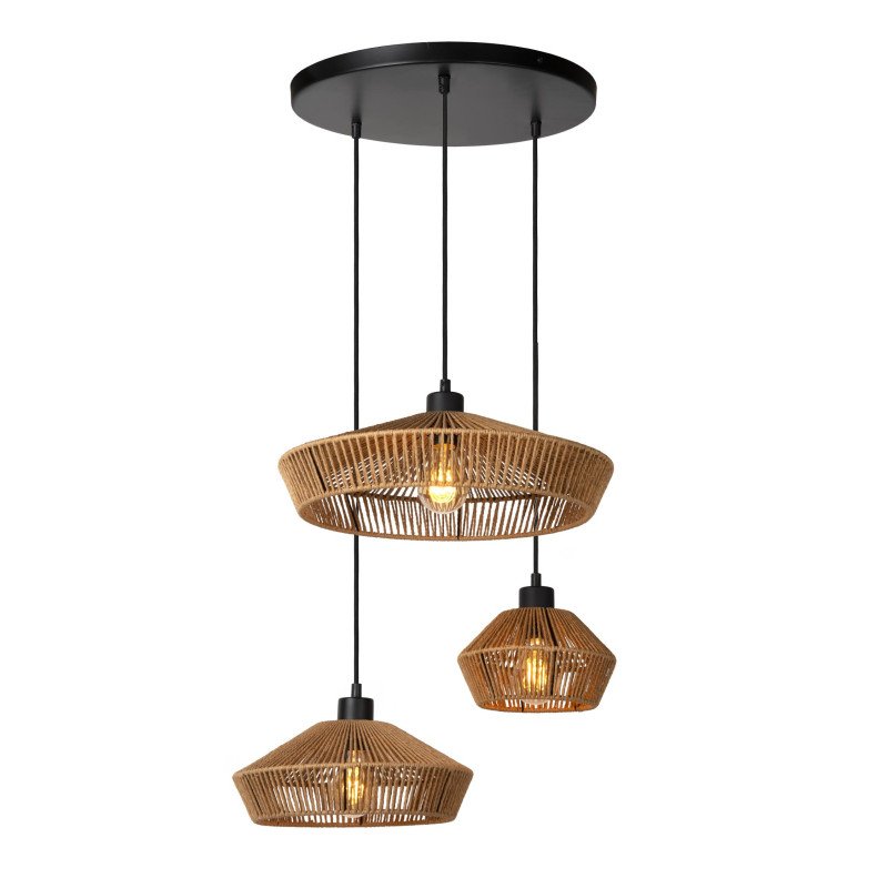 Lucide YUNKAI - Suspension - Ø 60 cm - 3xE27 - Naturel