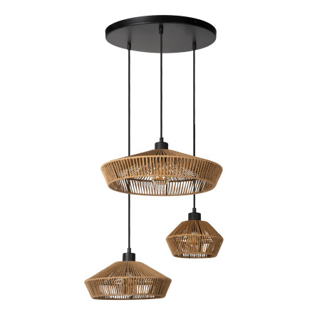 Lucide YUNKAI - Suspension - Ø 60 cm - 3xE27 - Naturel