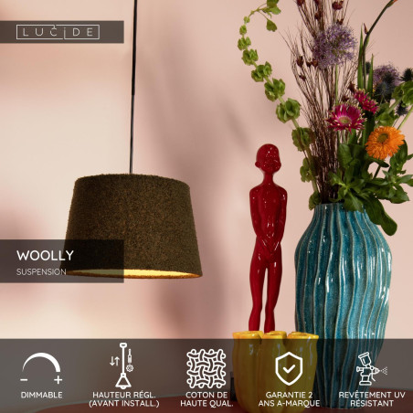 Lucide WOOLLY - Suspension - Ø 28 cm - 1xE27 - Vert
