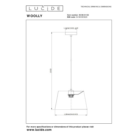 Lucide WOOLLY - Suspension - Ø 28 cm - 1xE27 - Vert