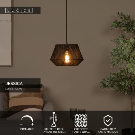Lucide JESSICA - Suspension - Ø 30 cm - 1xE27 - Noir