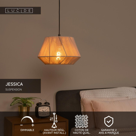 Lucide JESSICA - Suspension - 1xE27 - Gris