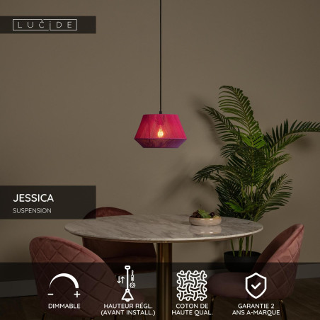 Lucide JESSICA - Suspension - Ø 30 cm - 1xE27 - Rose