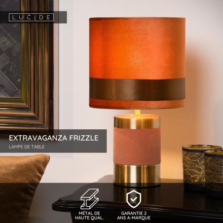Lucide EXTRAVAGANZA FRIZZLE - Lampe de table - Ø 18 cm - 1xE14 - Brun