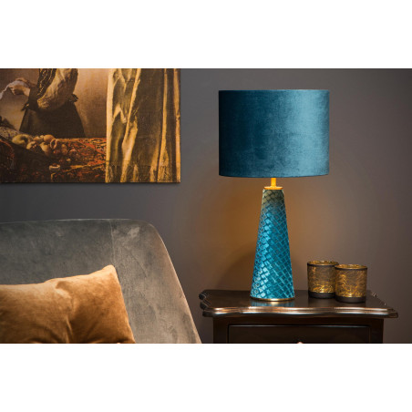 Lucide EXTRAVAGANZA VELVET - Lampe de table - Ø 25 cm - 1xE27 - Turquoise