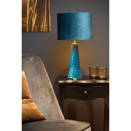 Lucide EXTRAVAGANZA VELVET - Lampe de table - Ø 25 cm - 1xE27 - Turquoise