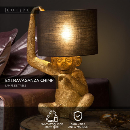 Lucide EXTRAVAGANZA CHIMP - Lampe de table - Ø 30 cm - 1xE14 - Noir