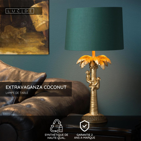 Lucide EXTRAVAGANZA COCONUT - Lampe de table - Ø 30,5 cm - 1xE27 - Or Mat / Laiton