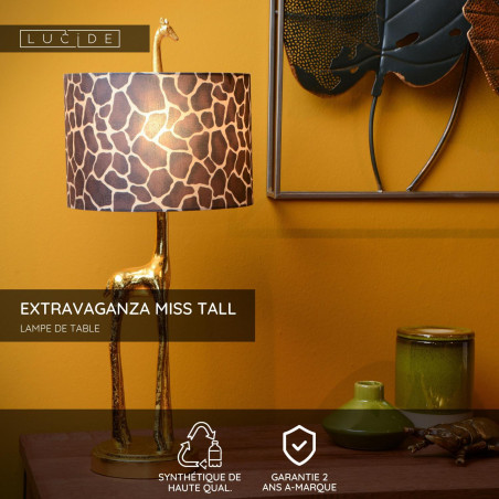 Lucide EXTRAVAGANZA MISS TALL - Lampe de table - Ø 25 cm - 1xE27 - Or Mat / Laiton