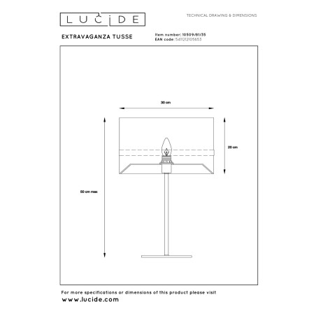 Lucide EXTRAVAGANZA TUSSE - Lampe de table - Ø 30 cm - 1xE14 - Bleu