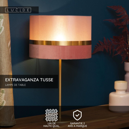 Lucide EXTRAVAGANZA TUSSE - Lampe de table - Ø 30 cm - 1xE14 - Rose
