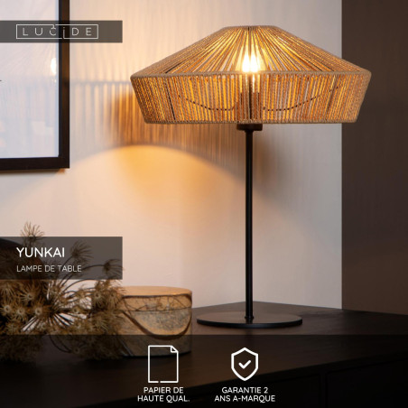 Lucide YUNKAI - Lampe de table - Ø 40 cm - 1xE27 - Naturel