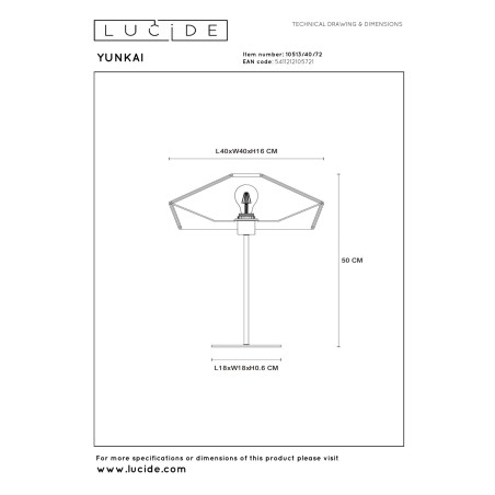 Lucide YUNKAI - Lampe de table - Ø 40 cm - 1xE27 - Naturel