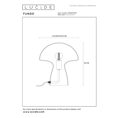 Lucide FUNGO - Lampe de table - 1xE27 - Orange