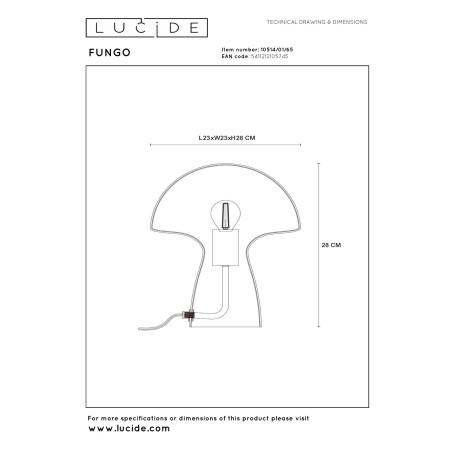 Lucide FUNGO - Lampe de table - 1xE27 - Fumé