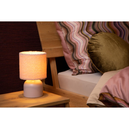 Lucide WOOLLY - Lampe de table - Ø 16 cm - 1xE14 - Rose