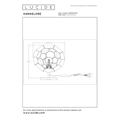 Lucide HANNELORE - Lampe de table - Ø 25 cm - 1xE27 - Or Mat / Laiton