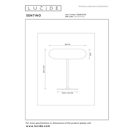 Lucide SENTINO - Lampe de table - Ø 30 cm - 3xG9 - Taupe
