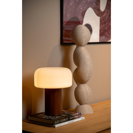Lucide KENAN - Lampe de table - Ø 22 cm - 1xE14 - Aspect bois