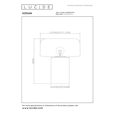 Lucide KENAN - Lampe de table - Ø 22 cm - 1xE14 - Aspect bois