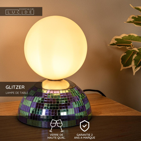 Lucide GLITZER - Lampe de table - Ø 14 cm - 1xG9 - Bleu - Essential