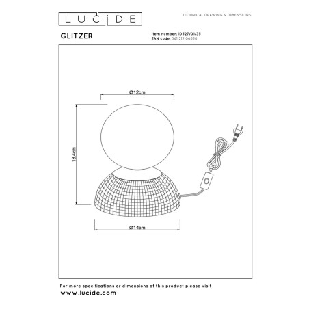 Lucide GLITZER - Lampe de table - Ø 14 cm - 1xG9 - Bleu - Essential