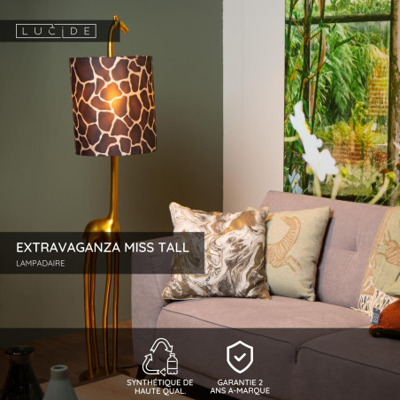 Lucide EXTRAVAGANZA MISS TALL - Lampadaire - Ø 31,5 cm - 1xE27 - Or Mat / Laiton