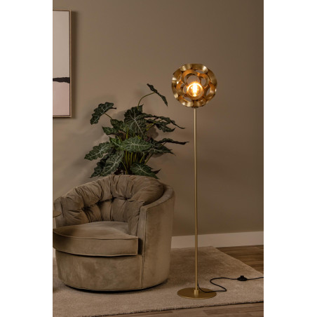 Lucide HANNELORE - Lampadaire - Ø 30 cm - 1xE27 - Or Mat / Laiton
