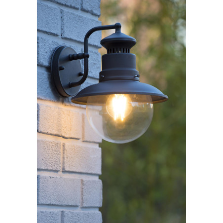 Lucide FIGO - Applique murale Intérieur/Extérieur - Ø 21,5 cm - 1xE27 - IP44 - Noir