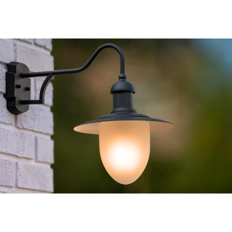 Lucide ARUBA - Applique murale Intérieur/Extérieur - Ø 25 cm - 1xE27 - IP44 - Noir
