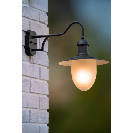Lucide ARUBA - Applique murale Intérieur/Extérieur - Ø 25 cm - 1xE27 - IP44 - Noir