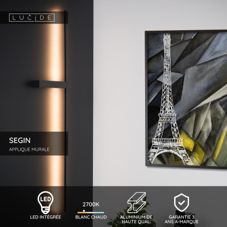 Lucide SEGIN - Applique murale - LED - 1x10W 2700K - Noir
