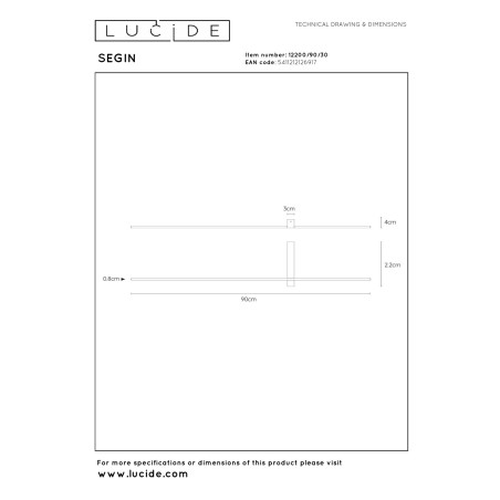 Lucide SEGIN - Applique murale - LED - 1x10W 2700K - Noir
