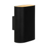 Lucide OVALIS - Applique murale - 2xE14 - Noir - L 16 x P 8 x H 20 cm - Noir / Blanc