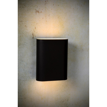Lucide OVALIS - Applique murale - 2xE14 - Noir - L 16 x P 8 x H 20 cm - Noir / Blanc