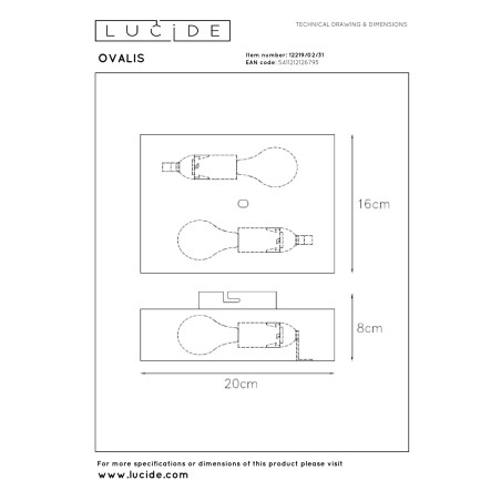 Lucide OVALIS - Applique murale - 2xE14 - Blanc