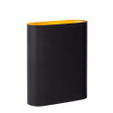 Lucide OVALIS - Applique murale - 2xE14 - Noir - L 16 x P 8 x H 20 cm - Noir / Or Mat / Laiton