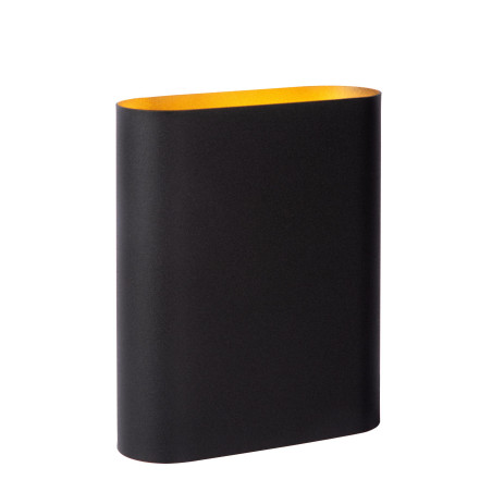 Lucide OVALIS - Applique murale - 2xE14 - Noir - L 16 x P 8 x H 20 cm - Noir / Or Mat / Laiton