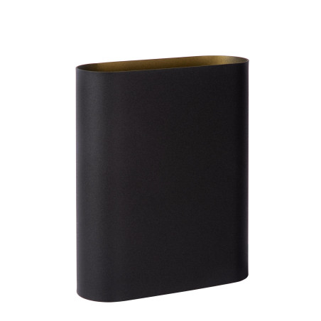 Lucide OVALIS - Applique murale - 2xE14 - Noir - L 16 x P 8 x H 20 cm - Noir / Or Mat / Laiton