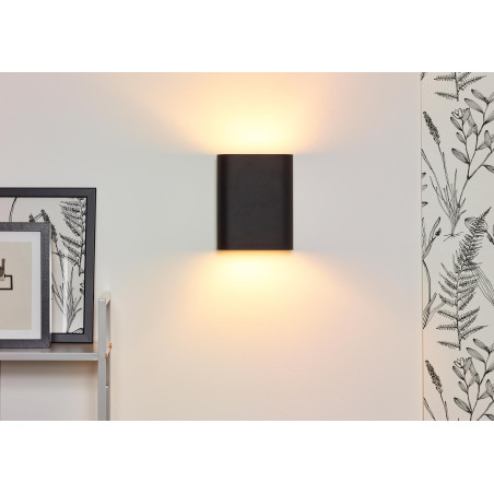 Lucide OVALIS - Applique murale - 2xE14 - Noir - L 16 x P 8 x H 20 cm - Noir / Or Mat / Laiton