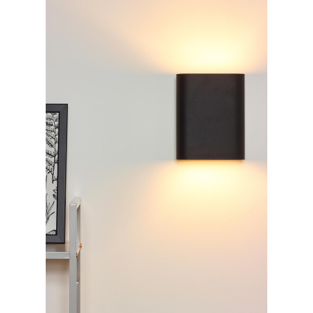 Lucide OVALIS - Applique murale - 2xE14 - Noir - L 16 x P 8 x H 20 cm - Noir / Or Mat / Laiton