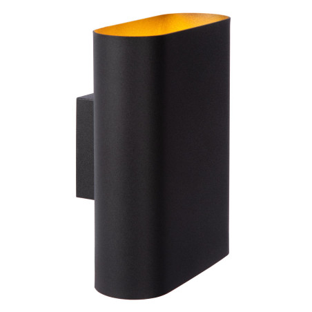 Lucide OVALIS - Applique murale - 2xE14 - Noir - L 16 x P 8 x H 20 cm - Noir / Or Mat / Laiton