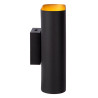 Lucide OVALIS - Applique murale - 2xE14 - Noir - L 16 x P 8 x H 20 cm - Noir / Or Mat / Laiton