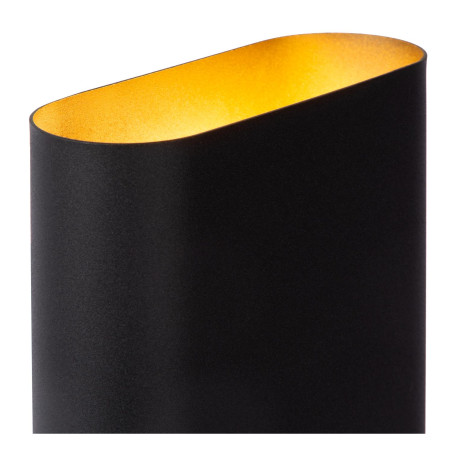 Lucide OVALIS - Applique murale - 2xE14 - Noir - L 16 x P 8 x H 20 cm - Noir / Or Mat / Laiton