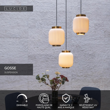 Lucide GOSSE - Suspension - 3xE27 - Blanc