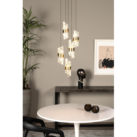 Lucide KLIGANDE - Suspension - Ø 30 cm - LED Dim. - 5x8W 2700K - Or Mat / Laiton
